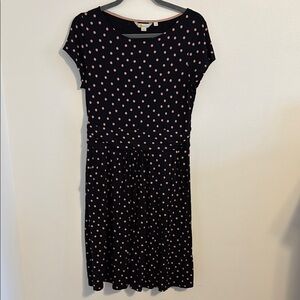 Boden Black and Pink Sheath Midi Dress Casual Crew Neck Short Sleeve